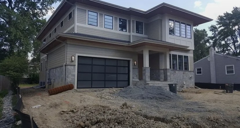 grey garage door with remote